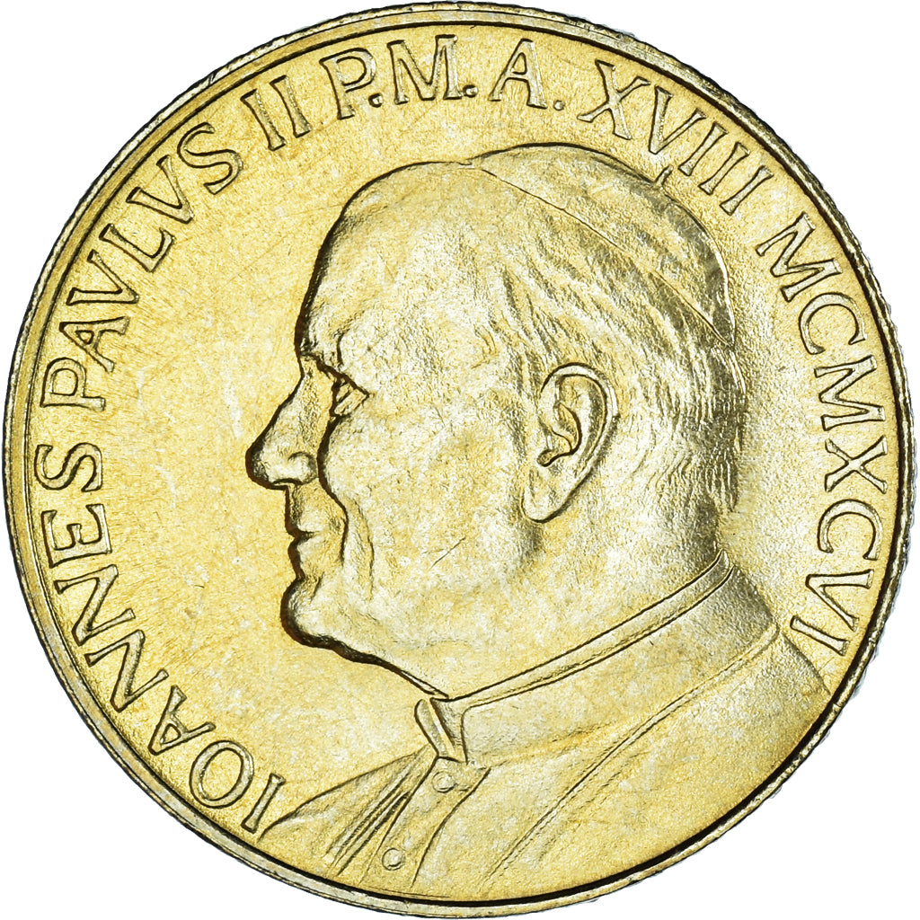 Coin, VATICAN CITY, John Paul II, 200 Lire, 1996, Roma, MS(63), Aluminum-Bronze
