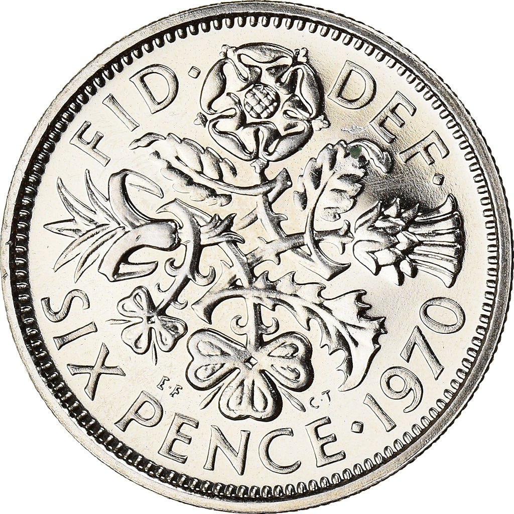 Coin, Great Britain, 6 Pence, 1970, MS(63), Copper-nickel