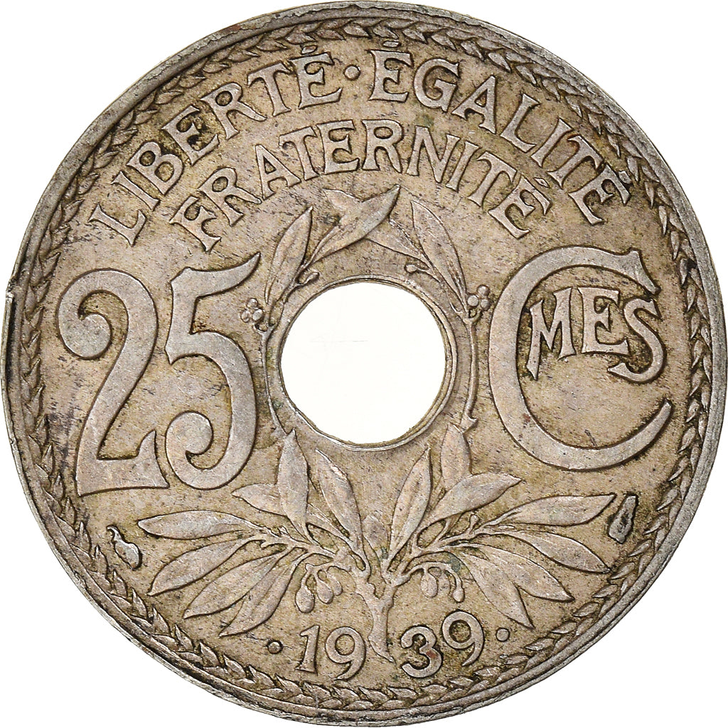 Monnaie, France, Lindauer, 25 Centimes, 1939, Paris, TB+, Maillechort