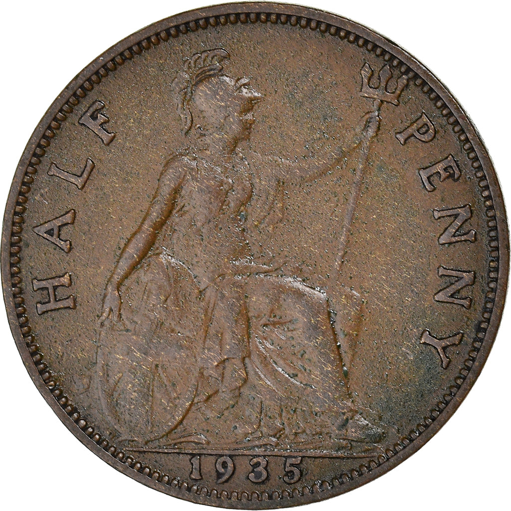 Moneta, Gran Bretagna, George V, 1/2 Penny, 1935, MB, Bronzo, KM:837