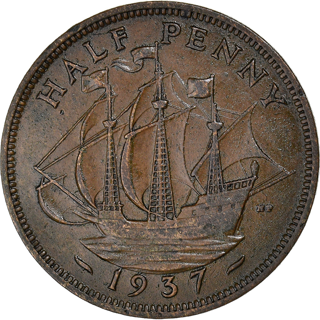 Monnaie, Grande-Bretagne, George VI, 1/2 Penny, 1937, TTB, Bronze, KM:844