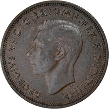 Moneda, Gran Bretaña, George VI, 1/2 Penny, 1940, BC+, Bronce, KM:844
