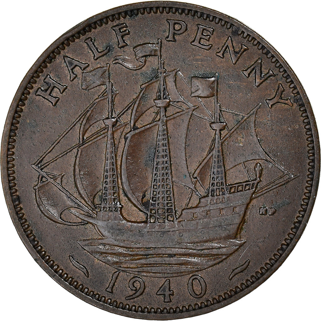 Monnaie, Grande-Bretagne, George VI, 1/2 Penny, 1940, TB+, Bronze, KM:844
