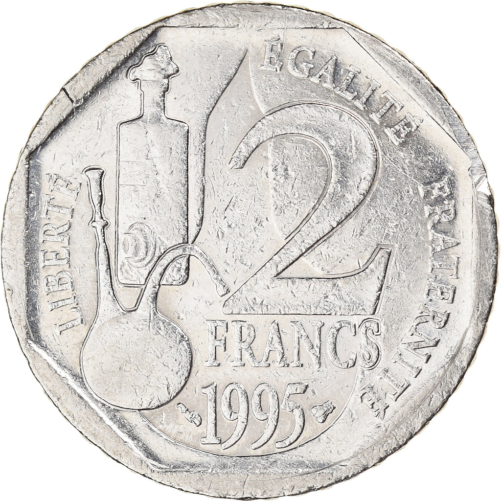 Moneta, Francia, Pasteur, 2 Francs, 1995, MB+, Nichel, KM:1119