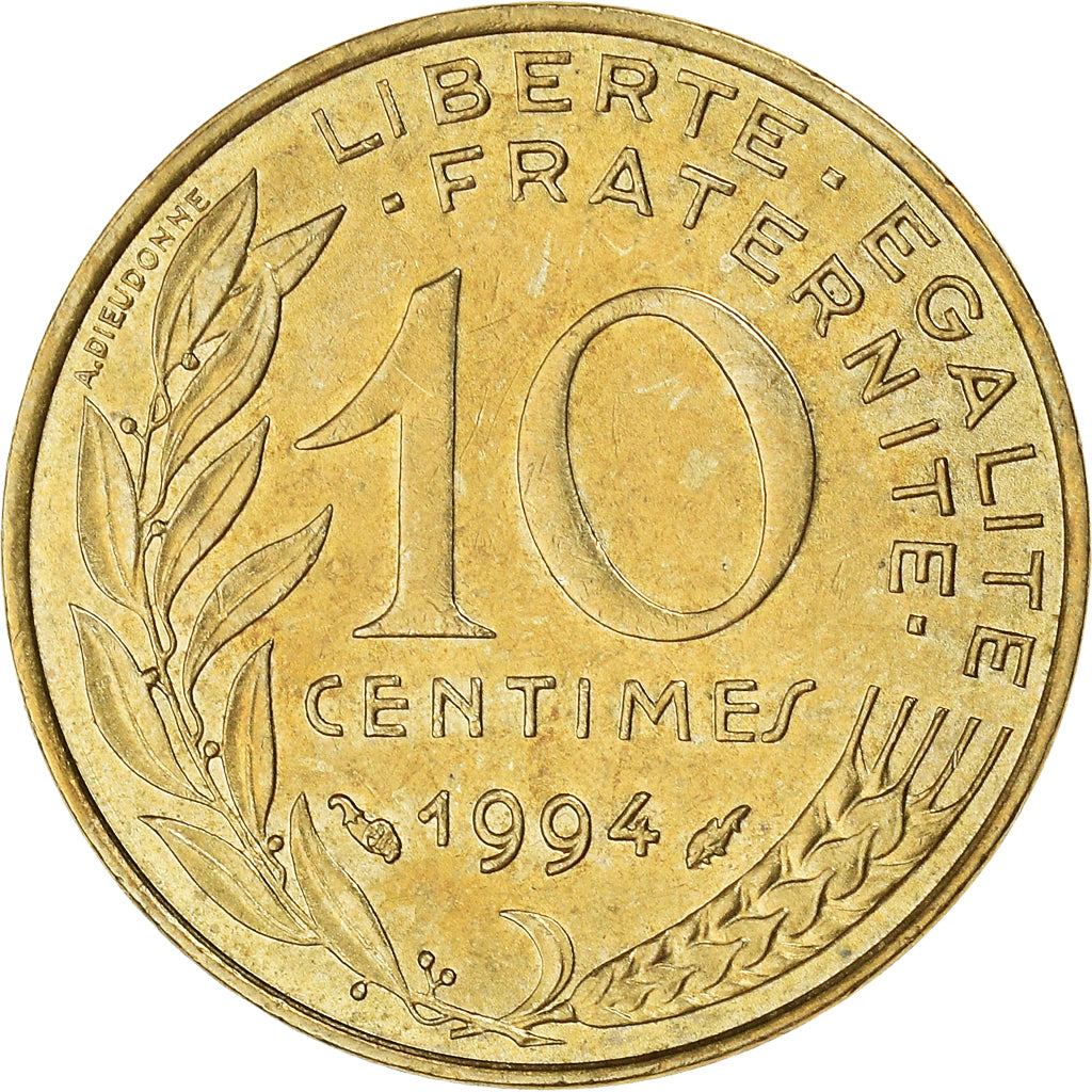 Munten, Frankrijk, Marianne, 10 Centimes, 1994, Paris, ZF, Aluminum-Bronze
