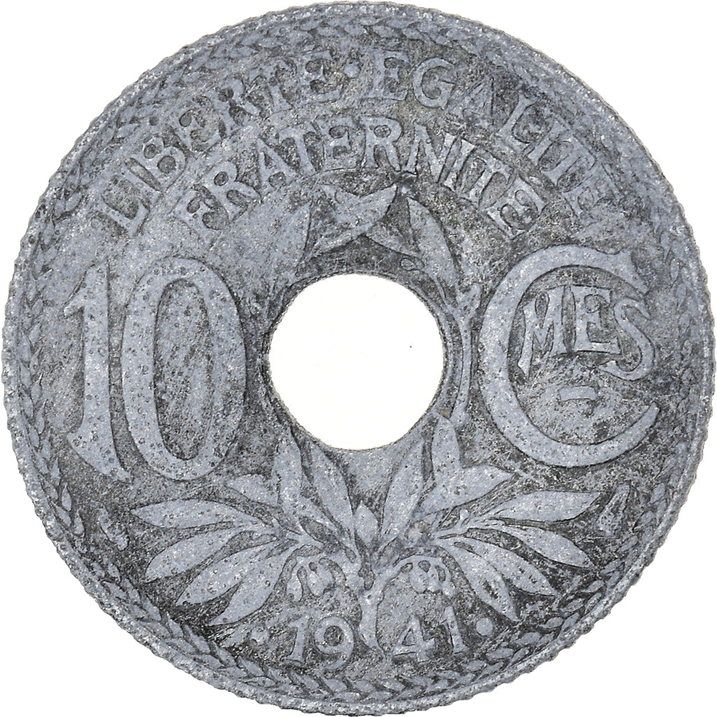 Moeda, França, 10 Centimes, 1941, Paris, F(12-15), Zinco, KM:895, Gadoury:288
