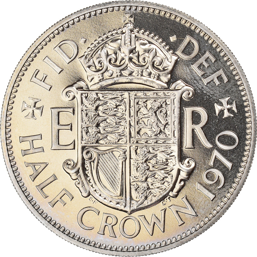 Coin, Great Britain, 1/2 Crown, 1970, BU, MS(63), Copper-nickel, KM:907