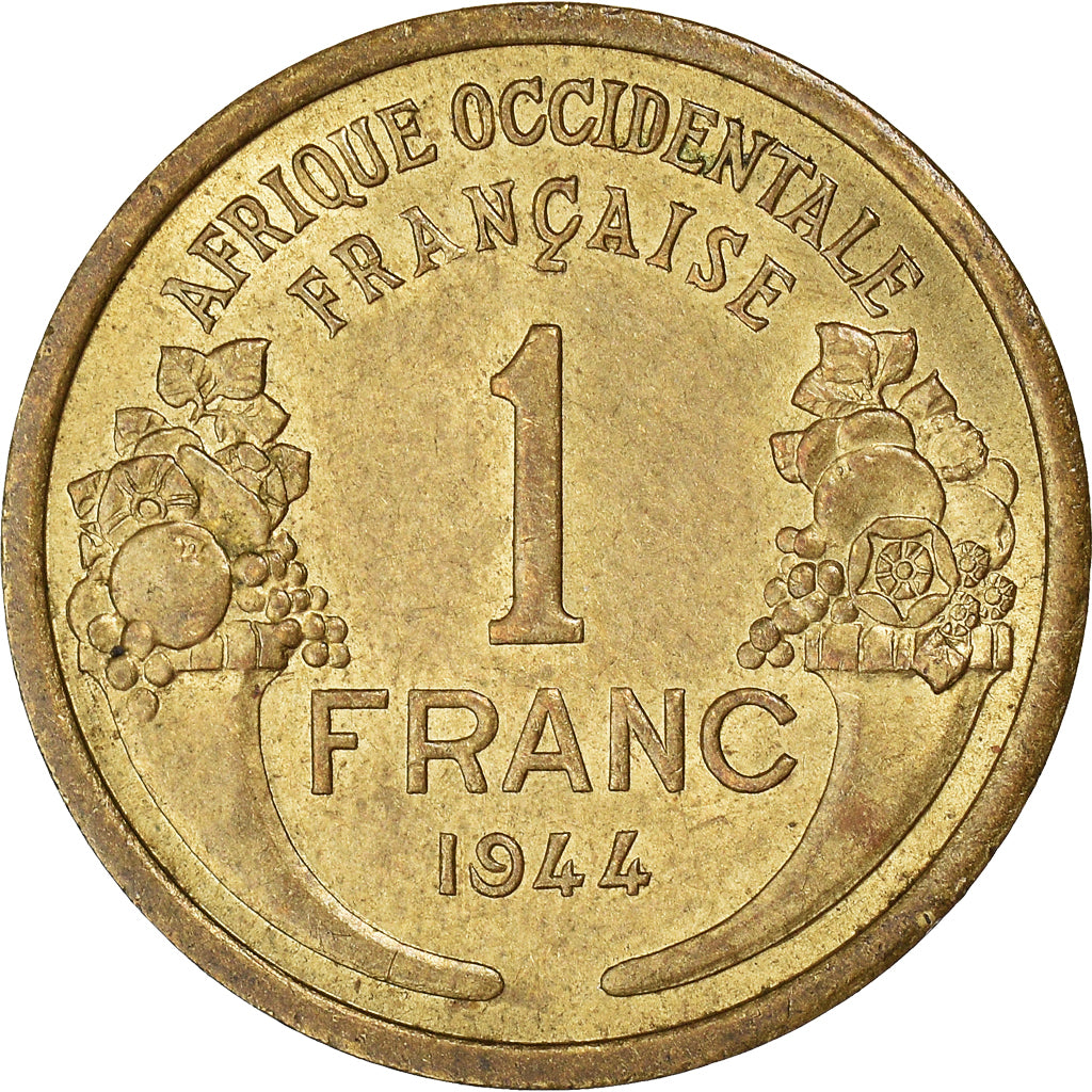 Monnaie, Afrique-Occidentale française, Franc, 1944, TTB+, Bronze-Aluminium