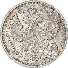 Coin, Russia, Nicholas II, 20 Kopeks, 1915, AU(50-53), Silver, KM:22a.2