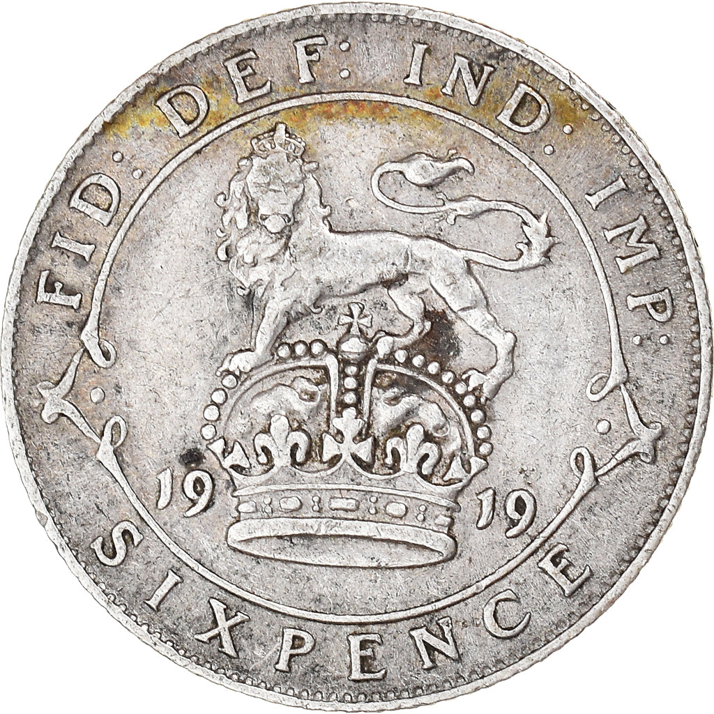 Coin, Great Britain, 6 Pence, 1919, EF(40-45), Silver, KM:815