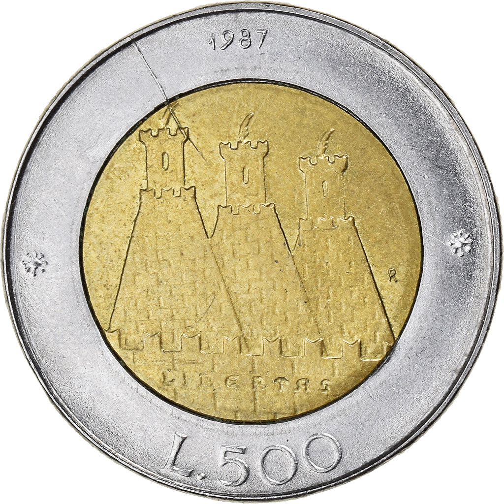 Moneta, San Marino, 500 Lire, 1987, Rome, MB, Bi-metallico, KM:209