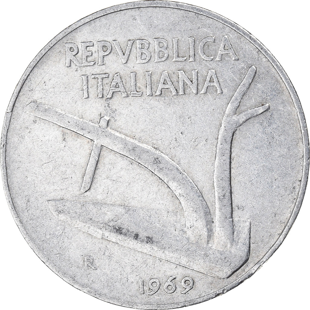 Moeda, Itália, 10 Lire, 1969, Rome, VF(20-25), Alumínio, KM:93