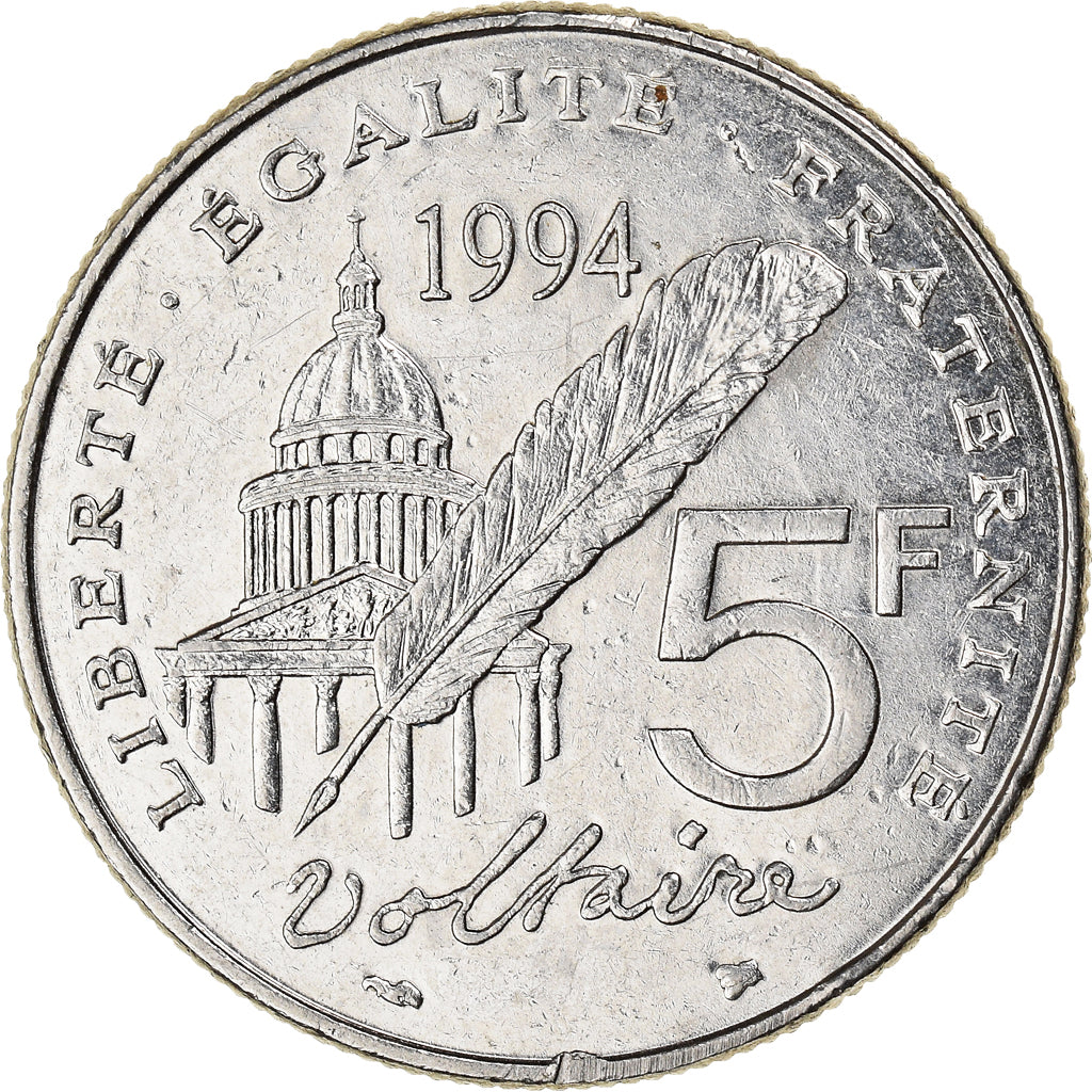 Coin, France, Voltaire, 5 Francs, 1994, Paris, VF(30-35), Nickel, KM:1063