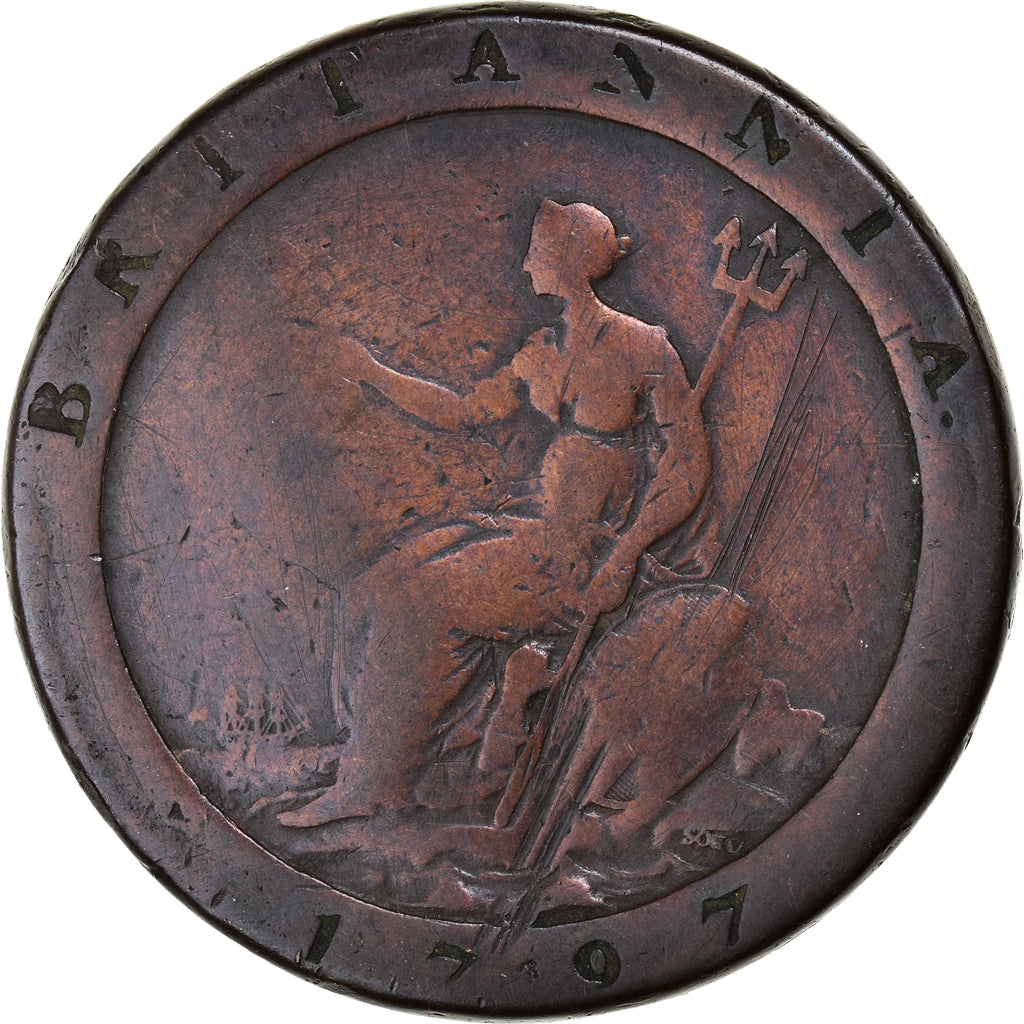 Monnaie, Grande-Bretagne, George III, Penny, 1797, B+, Cuivre, KM:618