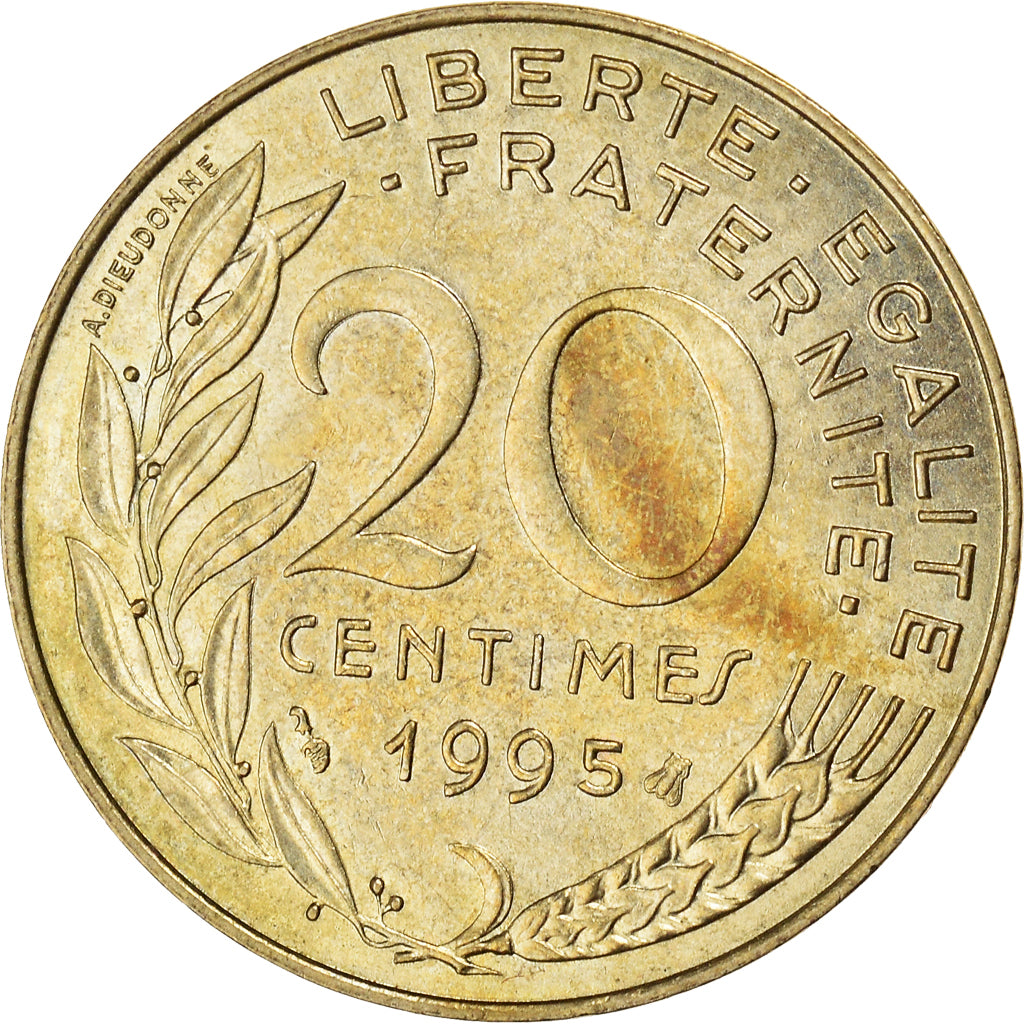 Moneta, Francia, Marianne, 20 Centimes, 1995, Paris, BB+, Alluminio-bronzo