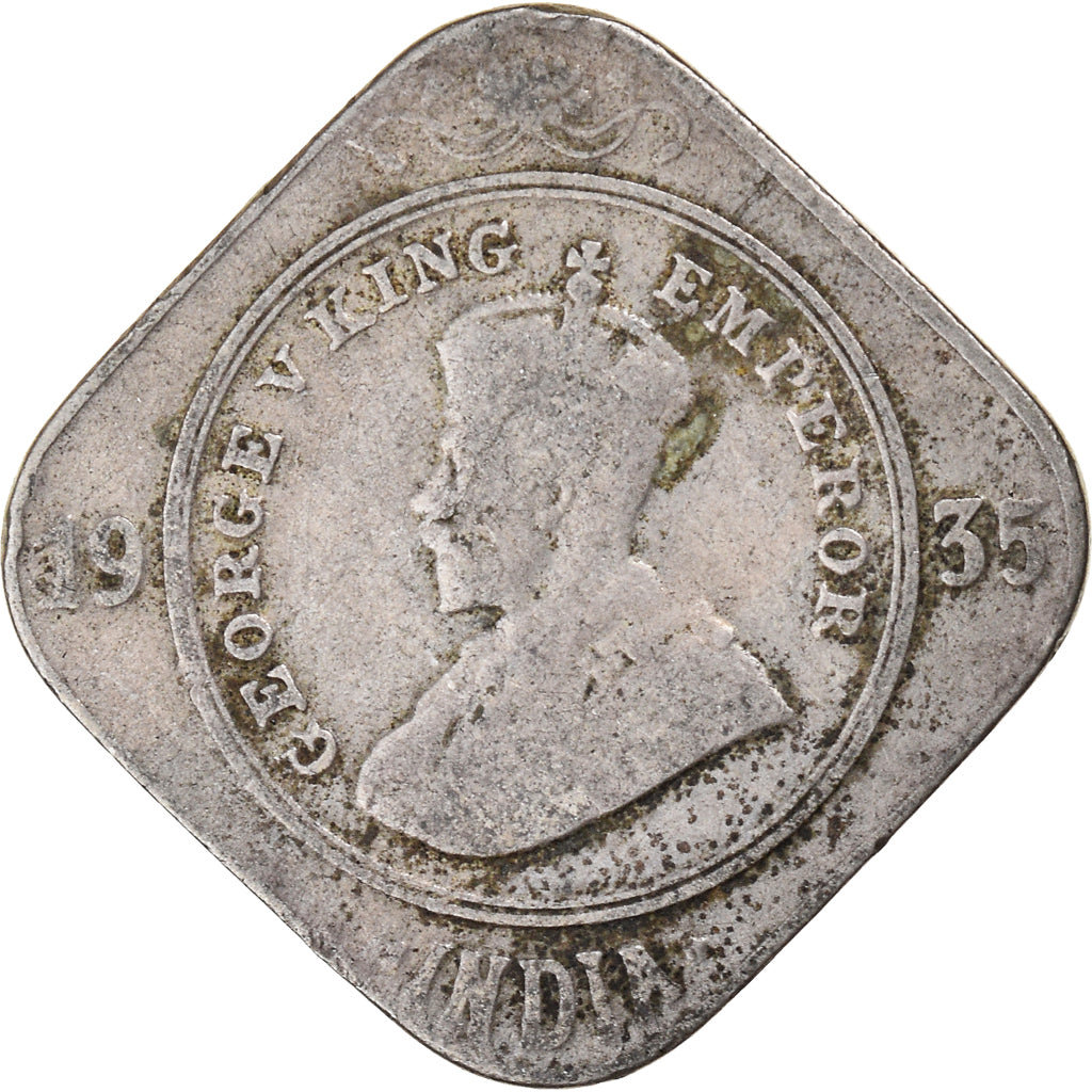 Moeda, ÍNDIA - BRITÂNICA, George V, 2 Annas, 1935, VF(20-25), Cobre-níquel
