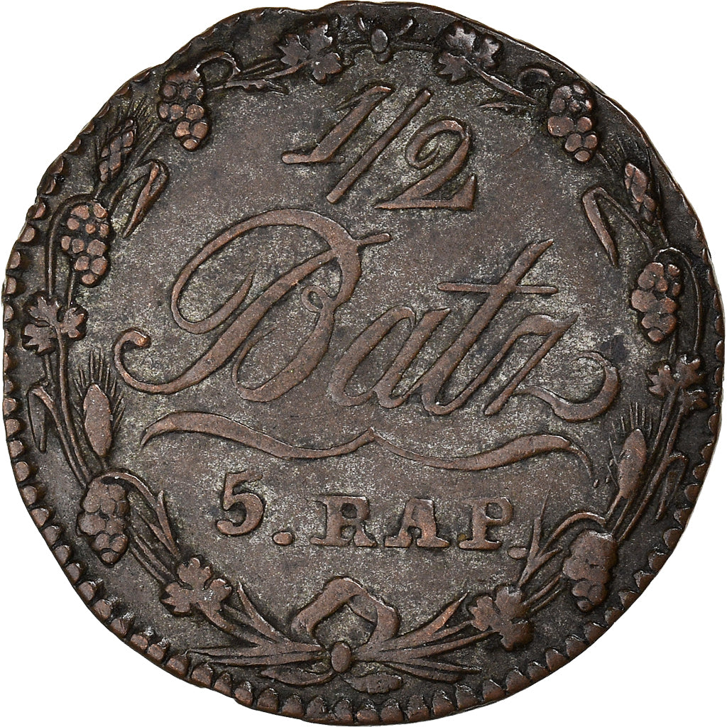 Coin, SWISS CANTONS, VAUD, 1/2 Batzen-5 Rappen, 1804, Canton de Vaud, VF(30-35)