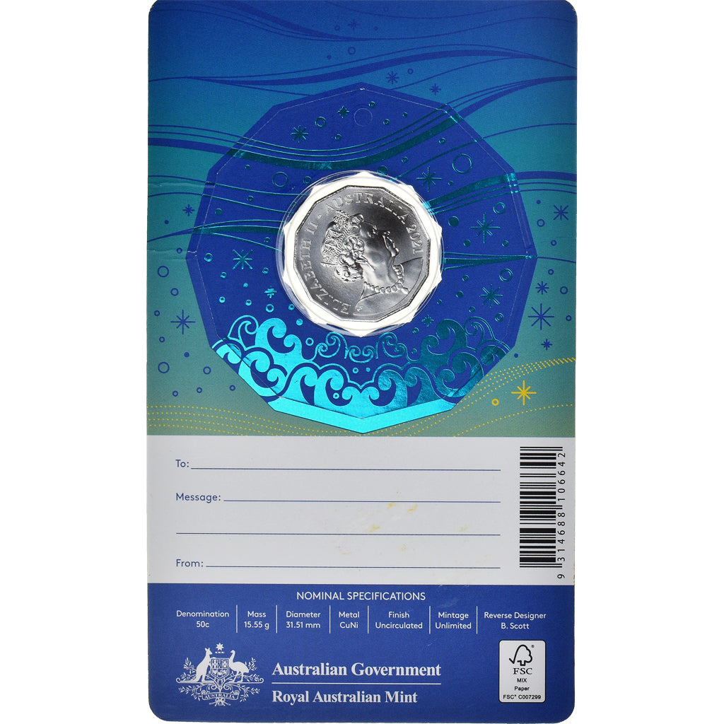 Moeda, Austrália, Merry Christmas, 50 Cents, 2021, SET.BU, MS(65-70)
