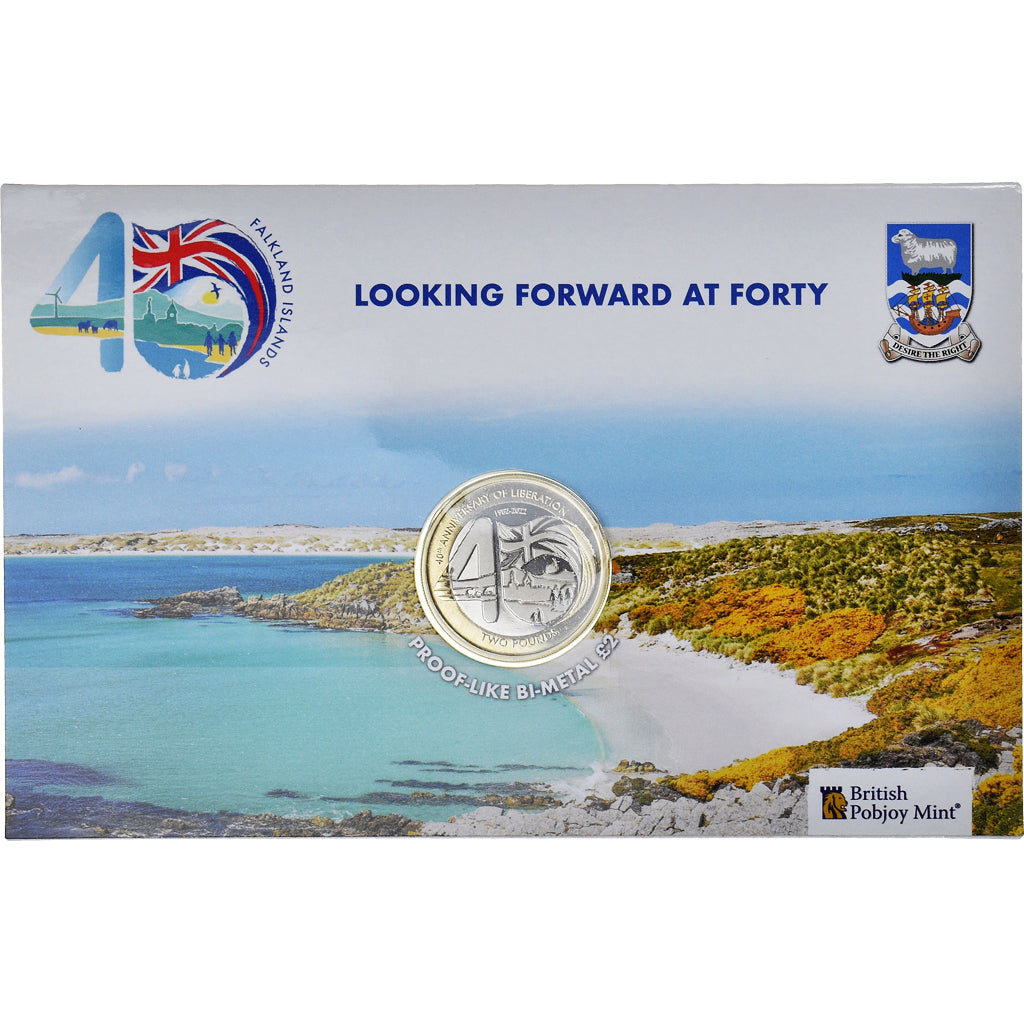 Moneda, Islas Malvinas, Two pounds, 2022, Pobjoy Mint, 40éme Anniversaire de la