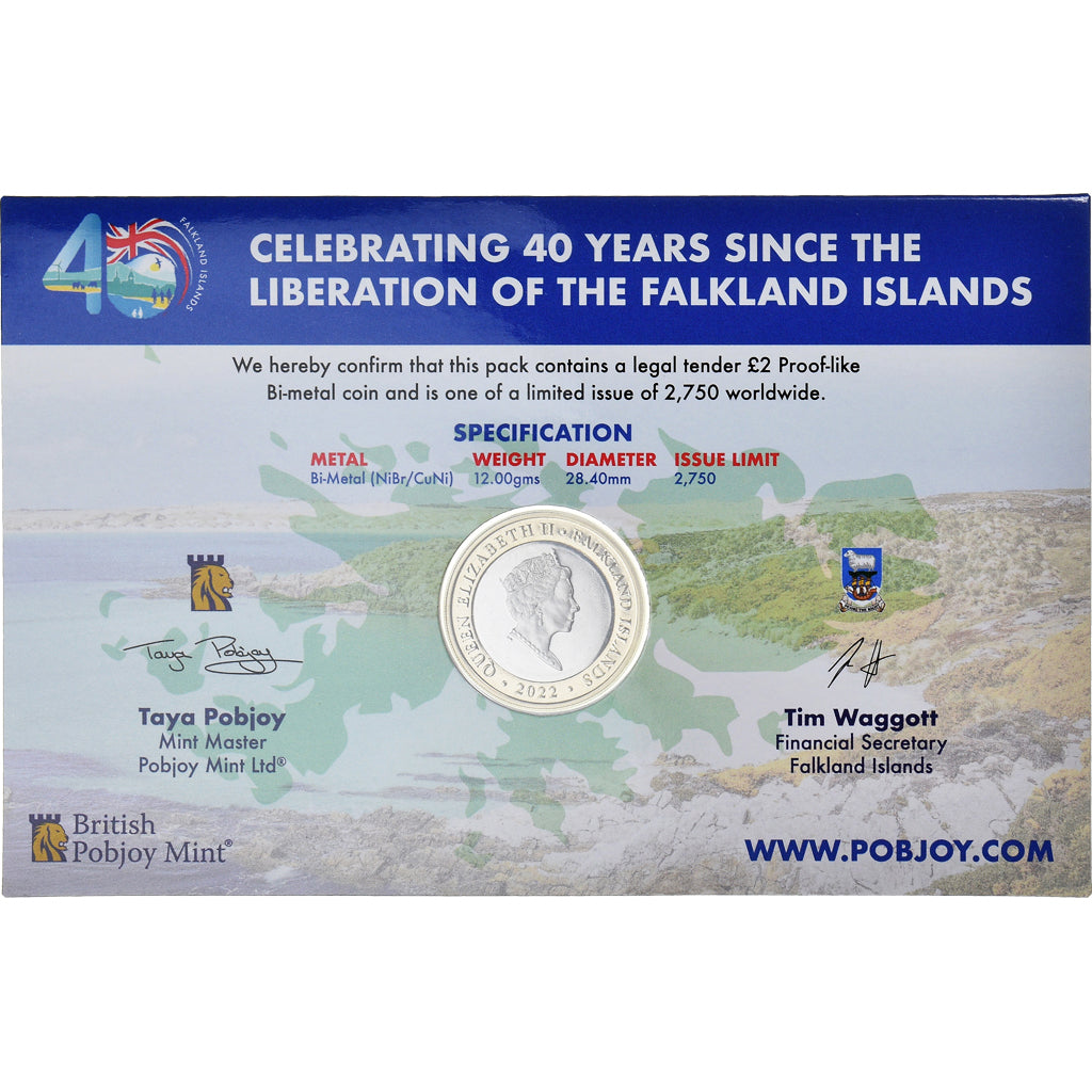 Coin, Falkland Islands, Two pounds, 2022, Pobjoy Mint, 40éme Anniversaire de la