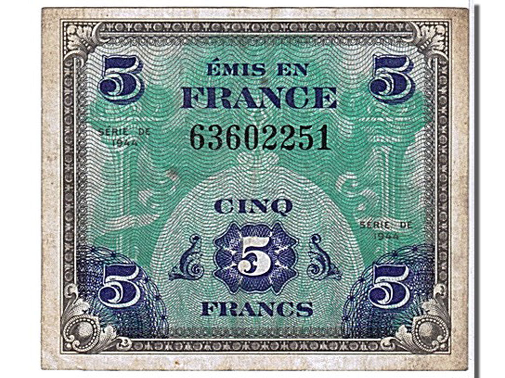 France, 5 Francs, 1944 Flag/France, 1944, KM #115a, EF(40-45), Fayette #vF...