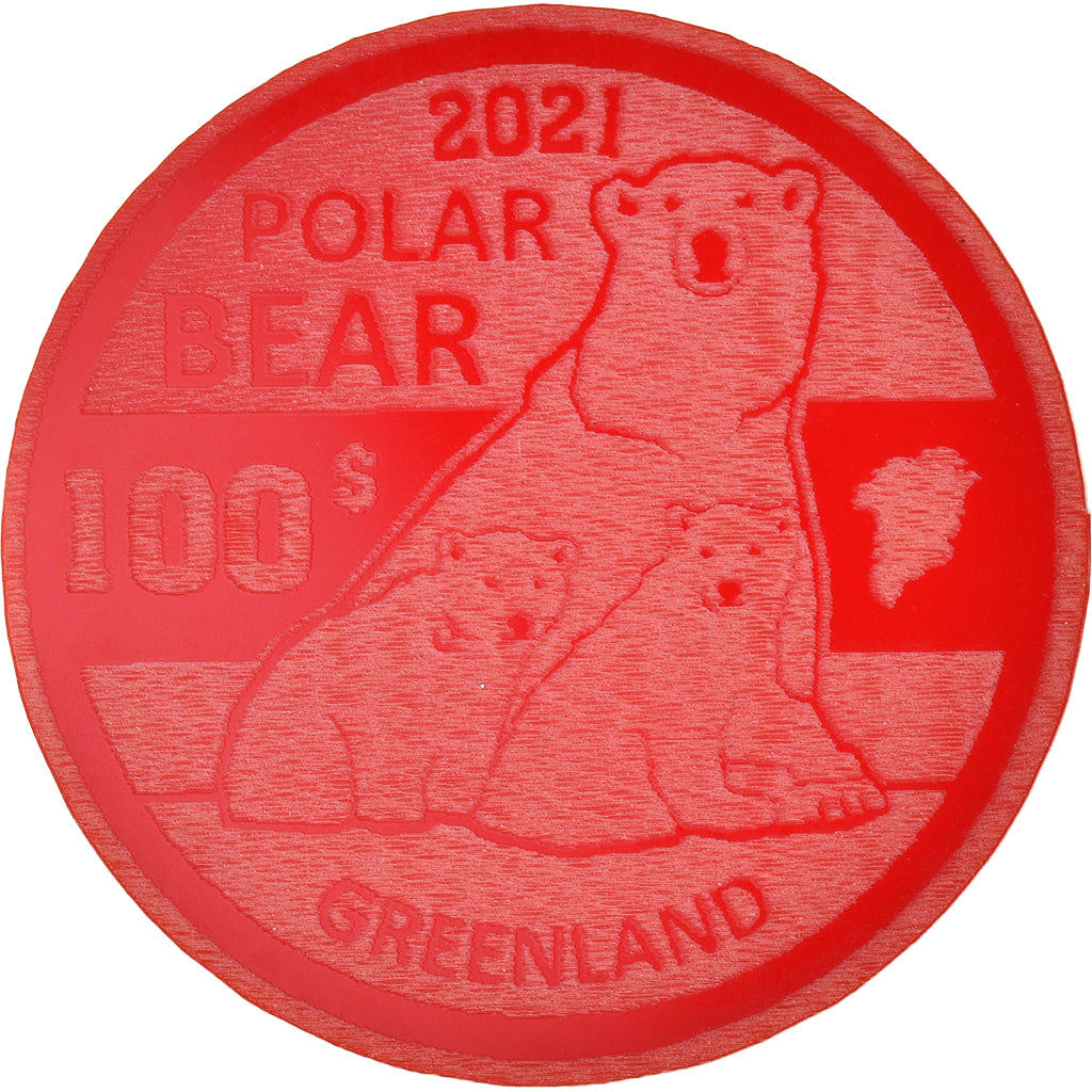 Groenlandia, 100 Dollars, 2021, Monnaie de fantaisie.Colorized.Arctic fauna