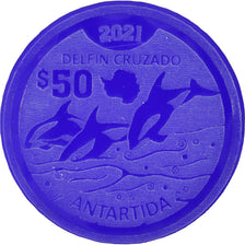 Coin, Antarctic, 50 Dollars, 2021, Antarctica ,Fantasy items,Colorized.