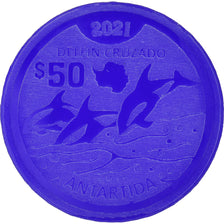 Coin, Antarctic, 50 Dollars, 2021, Antarctica ,Fantasy items,Colorized.