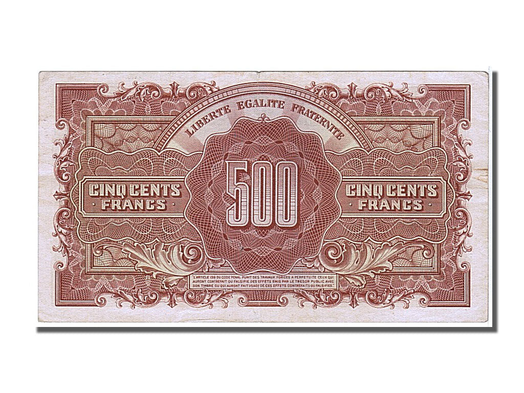 France, 500 Francs, 1943-1945 Marianne, 1945, KM #106, 1945-06-01, AU(55-58),...