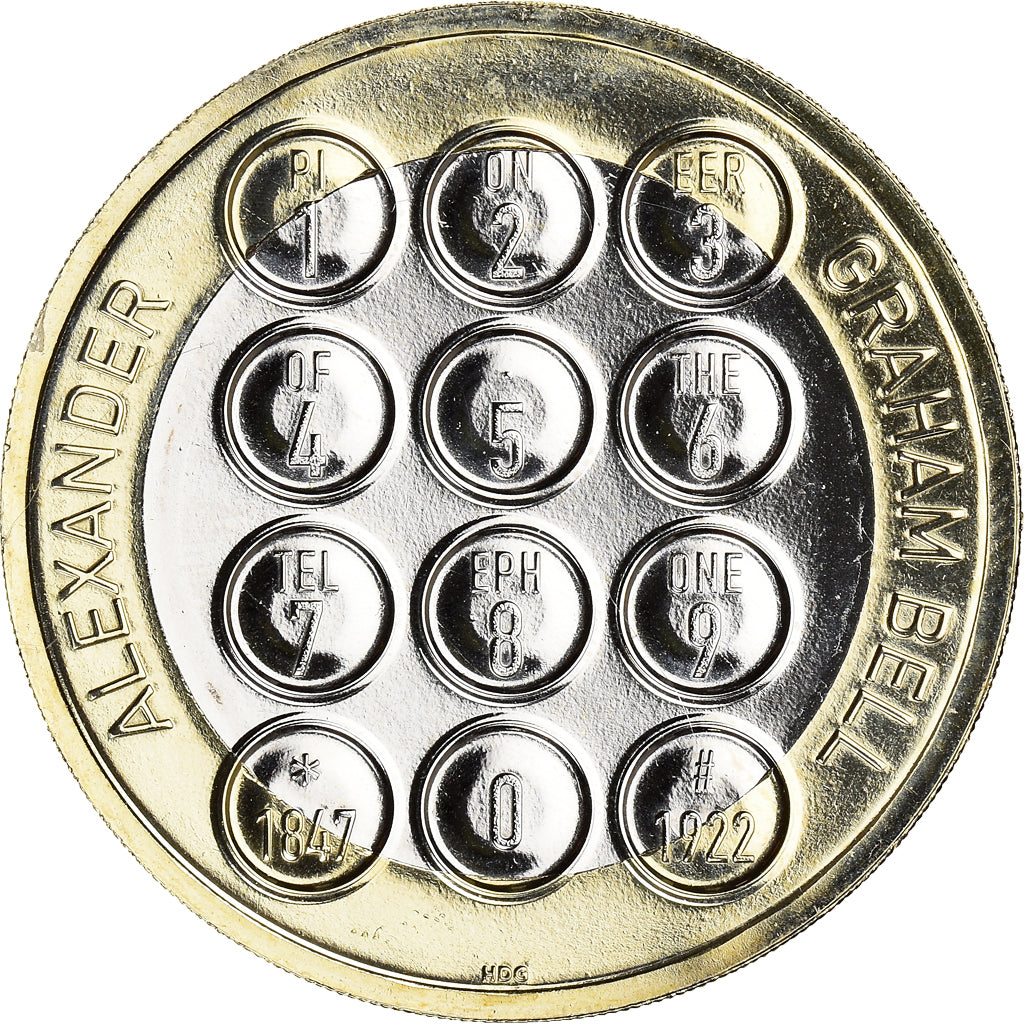 Coin, Great Britain, Two pounds, 2022, Alexander Graham Bell.FDC, MS(65-70)