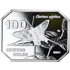 Coin, Peru, 100 Nuevos Soles, 2021, Machu Picchu.BE, MS(65-70), Silver plated
