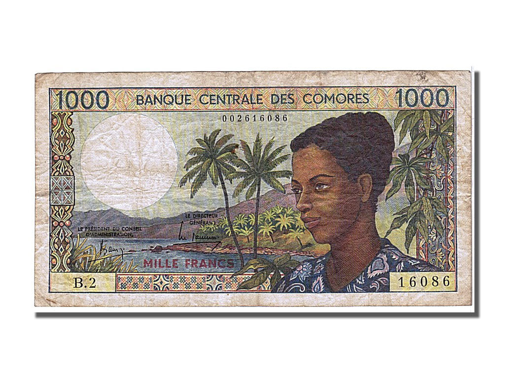 Comoros, 1000 Francs, 1975, EF(40-45), B2