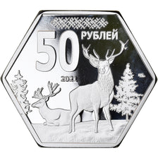Coin, Russia, 50 Roubles, 2021, Karjalan Tasavalta.BE, MS(65-70), Silver plated