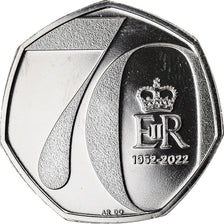 Coin, Great Britain, 50 Pence, 2022, Platinum Jubilee.FDC, MS(65-70)