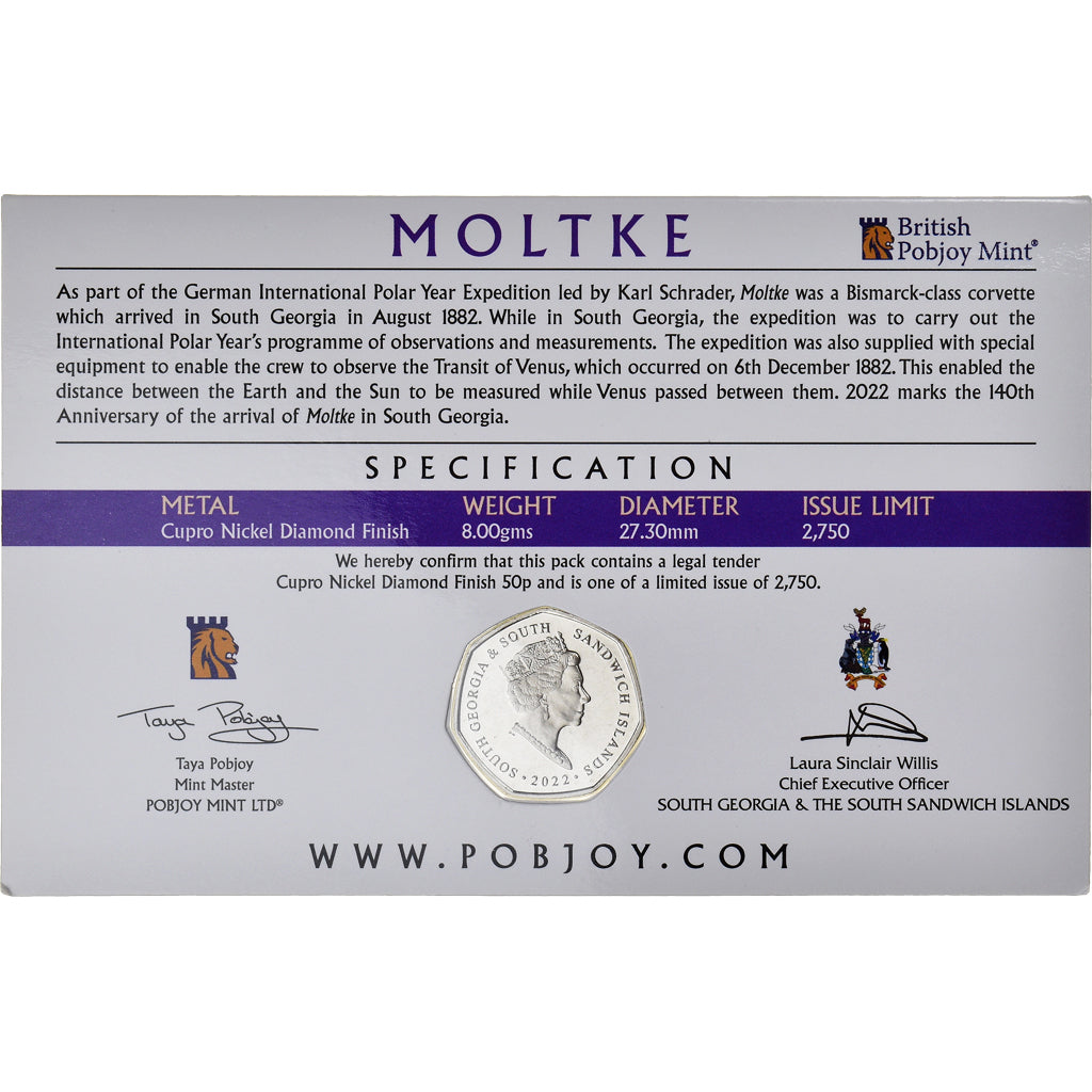 Monnaie, Géorgie du Sud et les Îles Sandwich du Sud, 50 Pence, 2022, Pobjoy