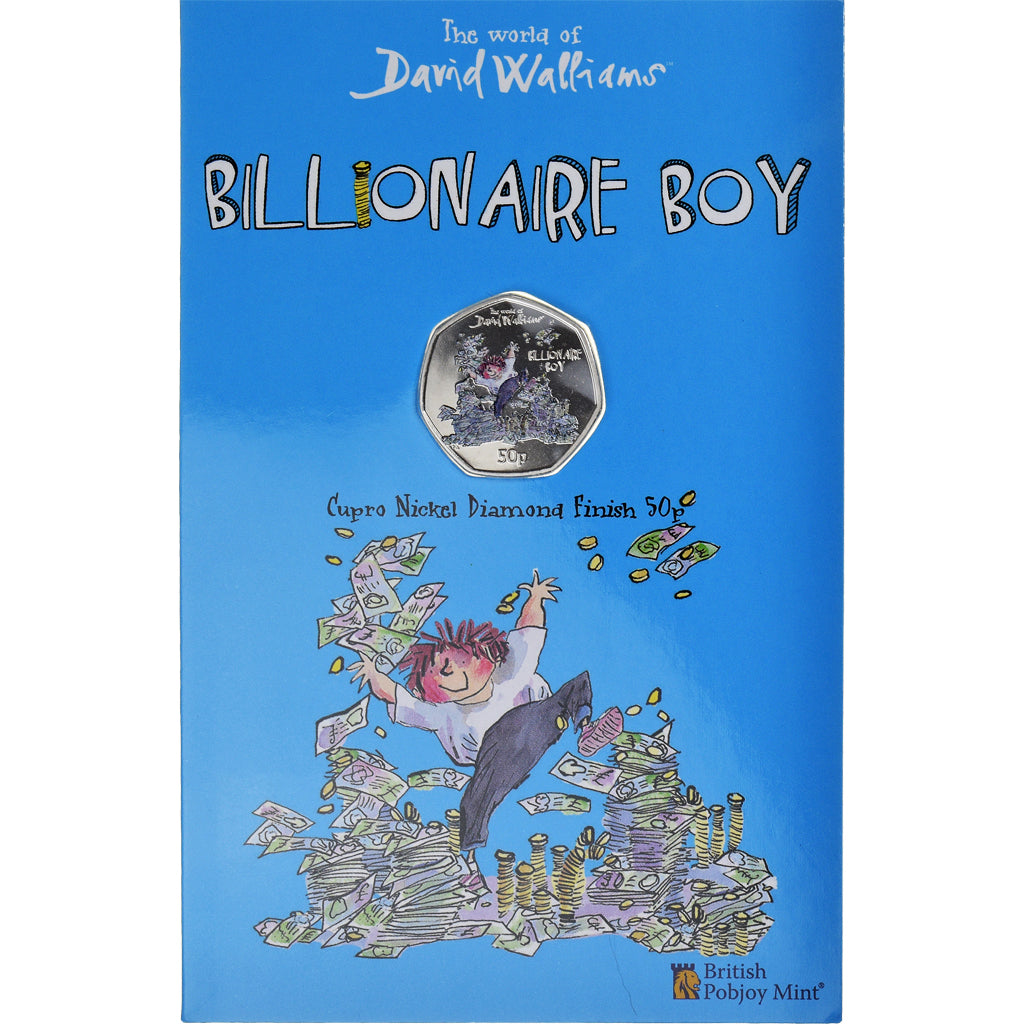 Coin, Gibraltar, 50 Pence, 2022, Pobjoy Mint, Billionaire Boy.Colorized.FDC