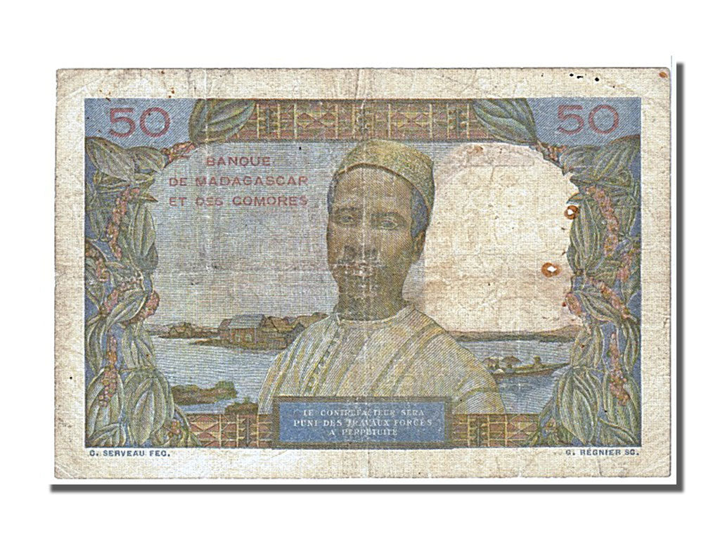 Madagascar, 50 Francs, 1950, KM #45b, EF(40-45), T1955