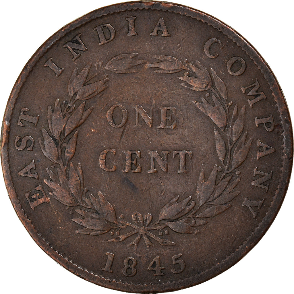 Coin, British India, Cent, 1845, VF(20-25), Cuivre, KM:3