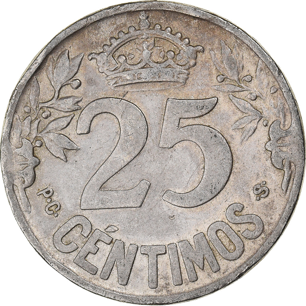 Coin, Spain, Alfonso XIII, 25 Centimos, 1925, Madrid, EF(40-45), Copper-nickel