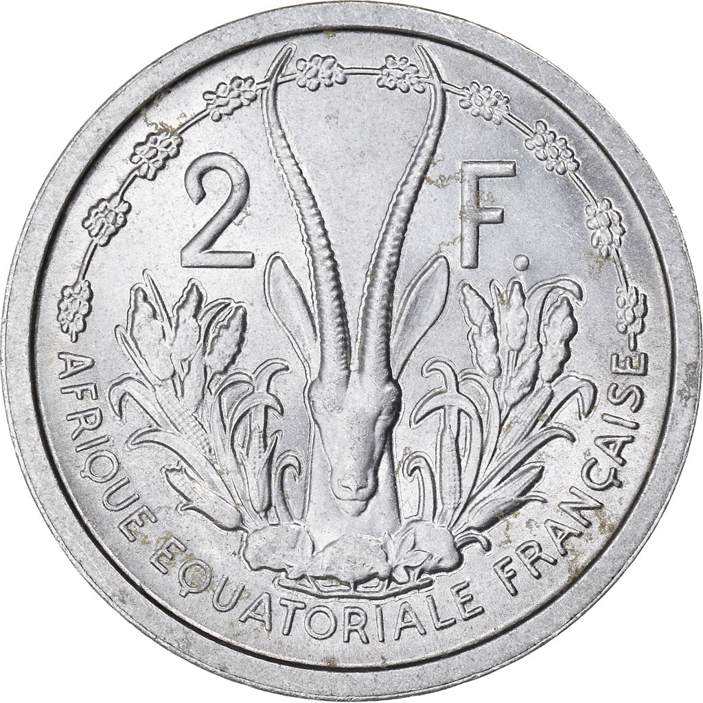 Coin, French Equatorial Africa, 2 Francs, 1948, Paris, EF(40-45), Aluminum