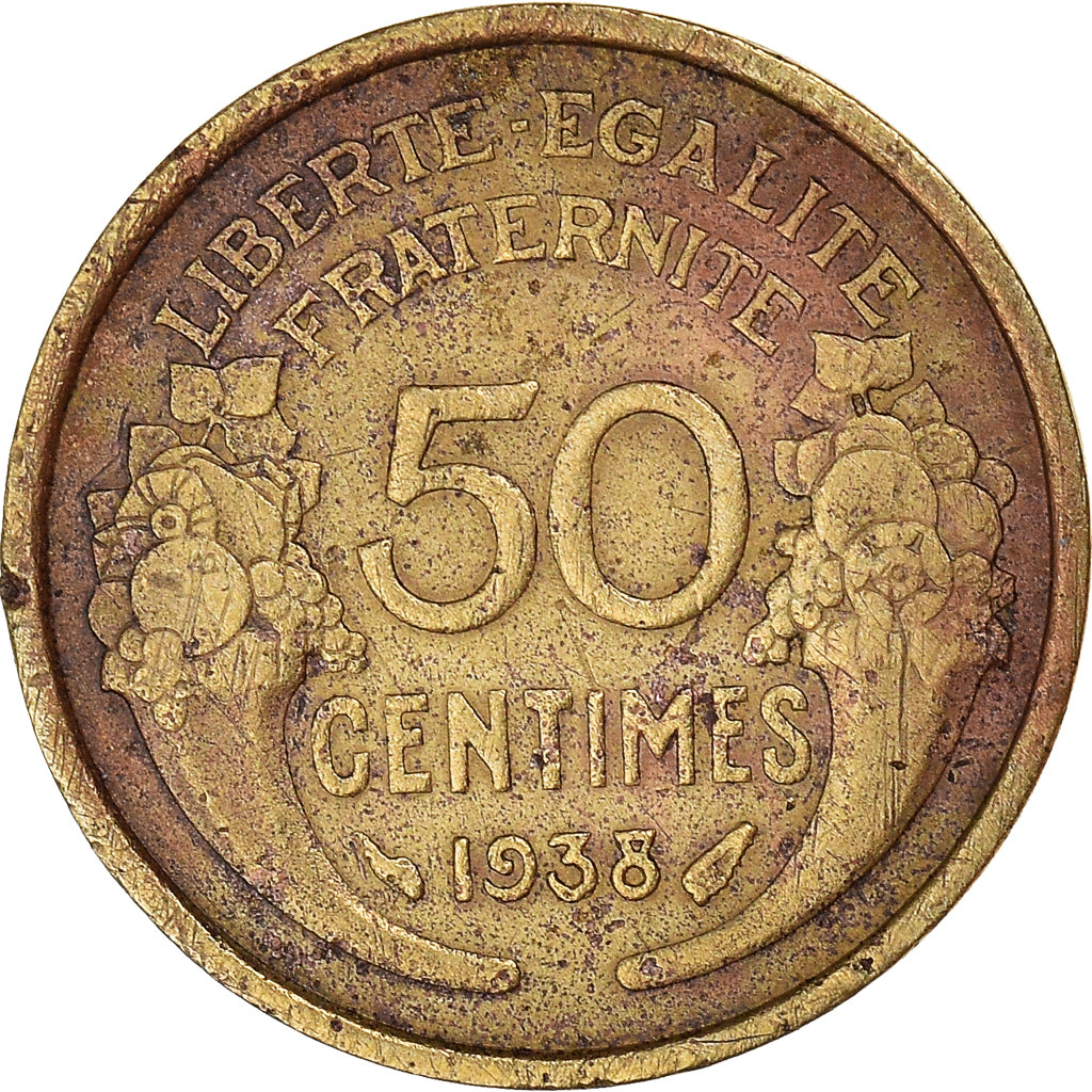 Monnaie, France, Morlon, 50 Centimes, 1938, Paris, B+, Bronze-Aluminium