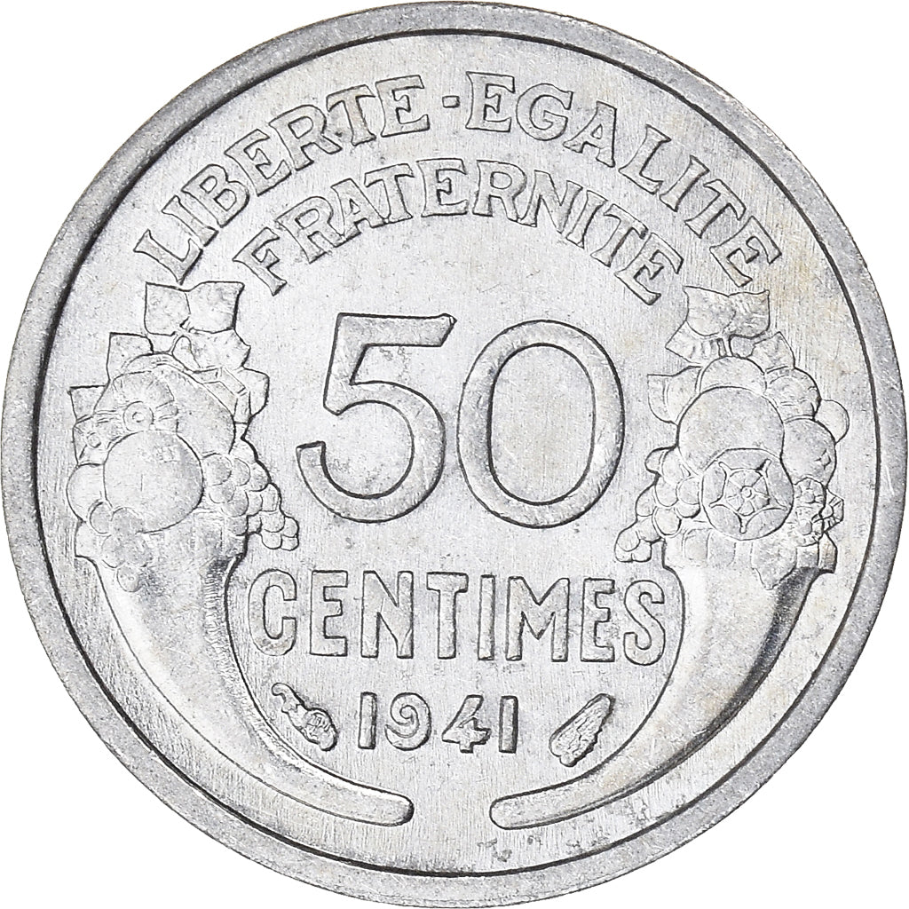 Coin, France, Morlon, 50 Centimes, 1941, Paris, AU(50-53), Aluminum, KM:894.1a