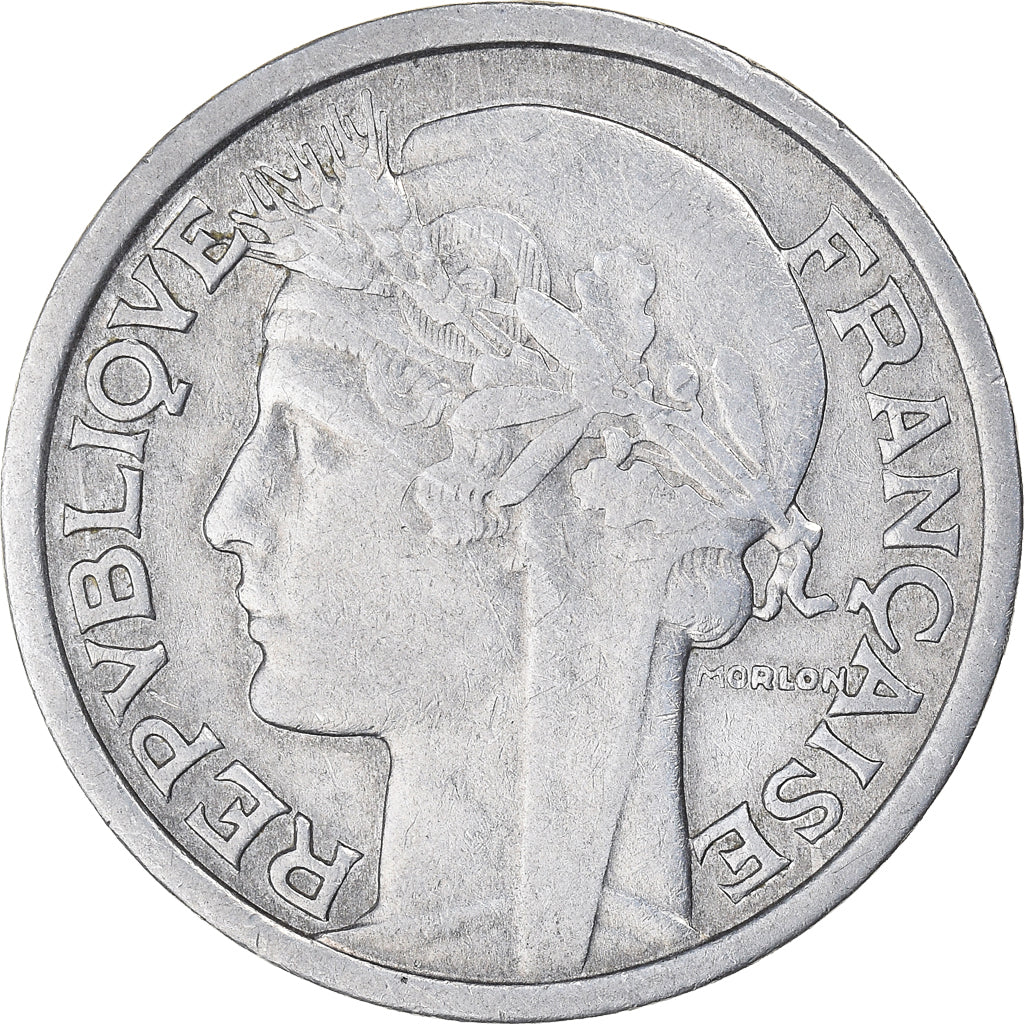 Moneta, Francia, Morlon, 2 Francs, 1945, BB, Alluminio, KM:886a.1, Gadoury:538a