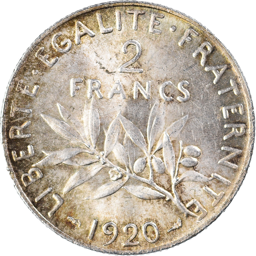Coin, France, Semeuse, 2 Francs, 1920, Paris, AU(50-53), Silver, KM:845.1