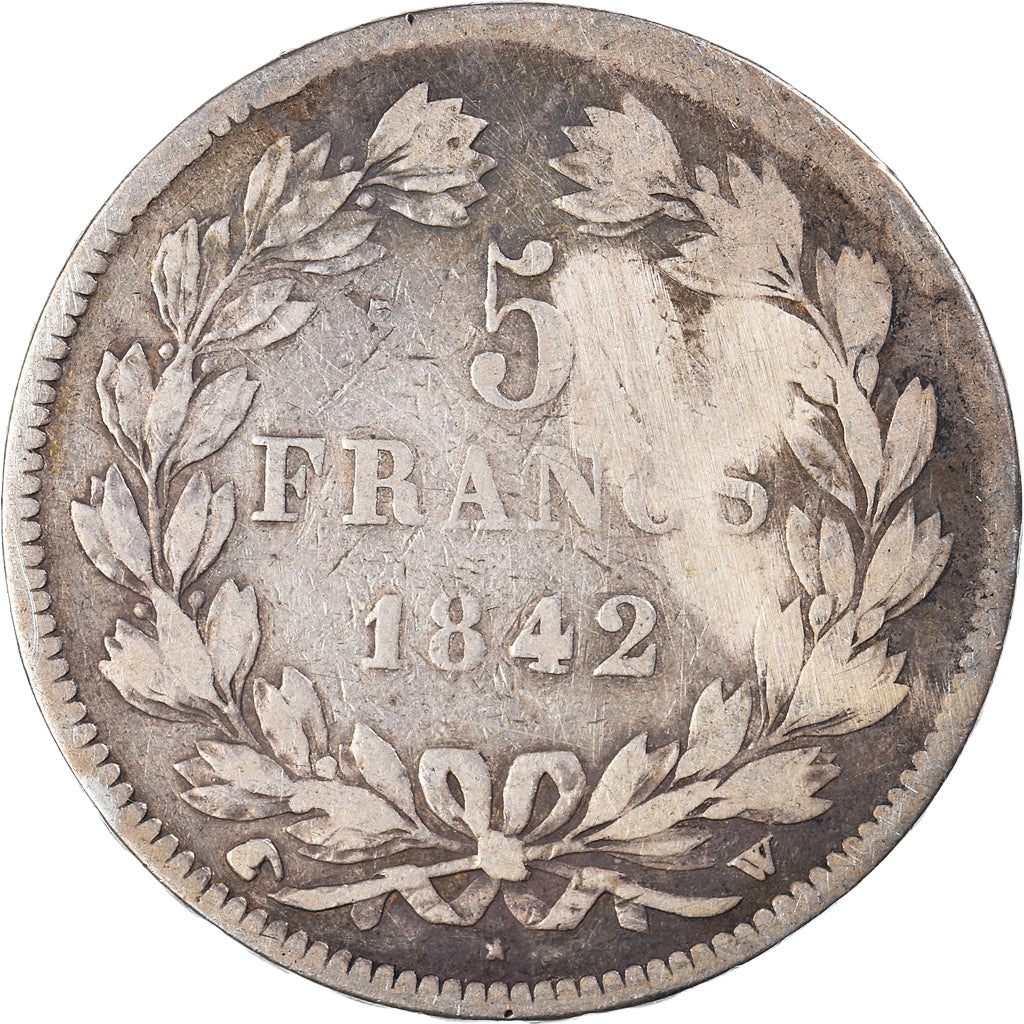 Coin, France, Louis-Philippe, 5 Francs, 1842, Lille, VF(20-25), Silver