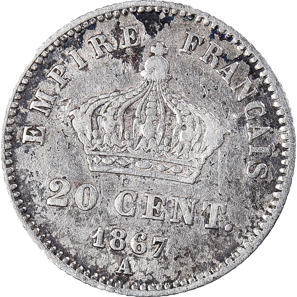 Monnaie, France, Napoleon III, 20 Centimes, 1867, Paris, TB+, Argent