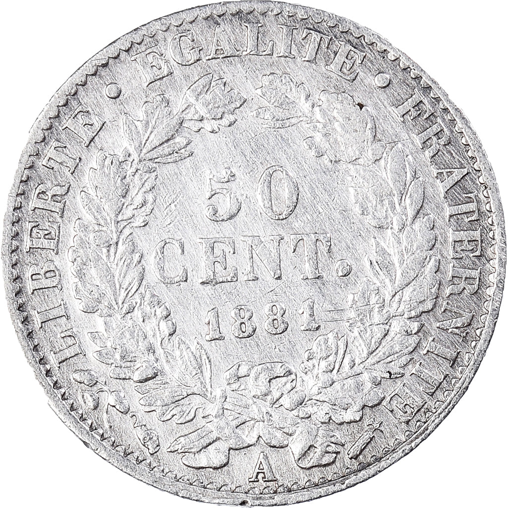Coin, France, Cérès, 50 Centimes, 1881, Paris, EF(40-45), Silver, KM:834.1