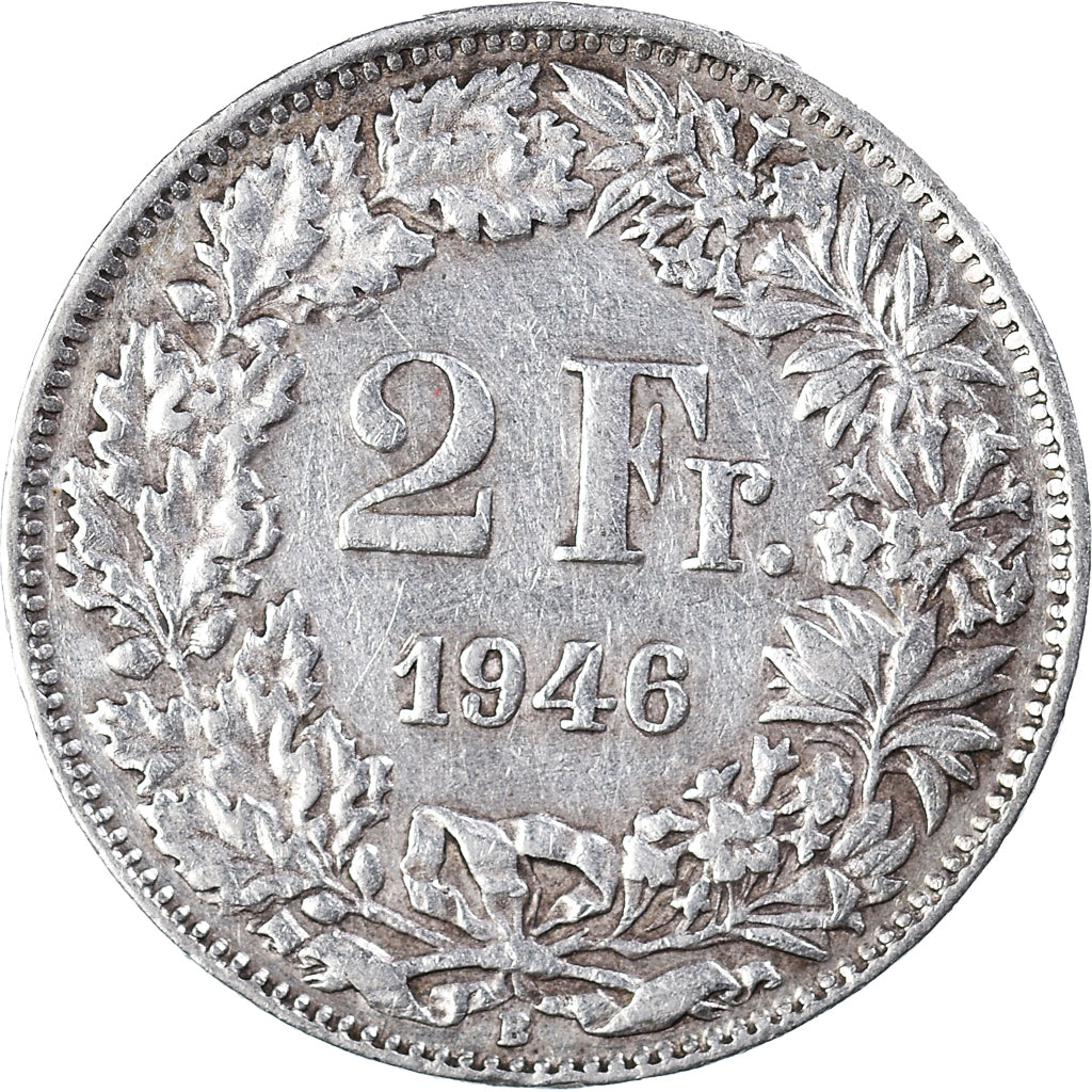 Coin, Switzerland, 2 Francs, 1946, Bern, EF(40-45), Silver, KM:21