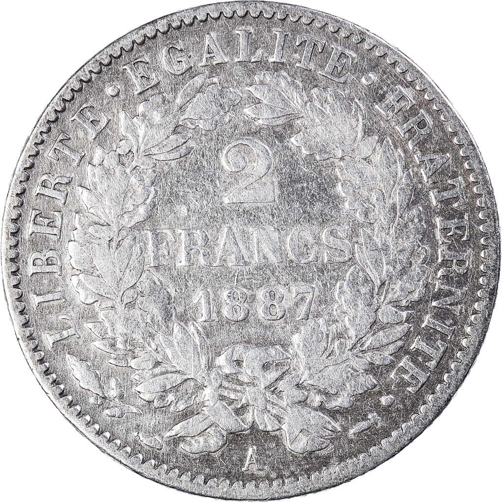 Monnaie, France, Cérès, 2 Francs, 1887, Paris, TB+, Argent, Gadoury:530a