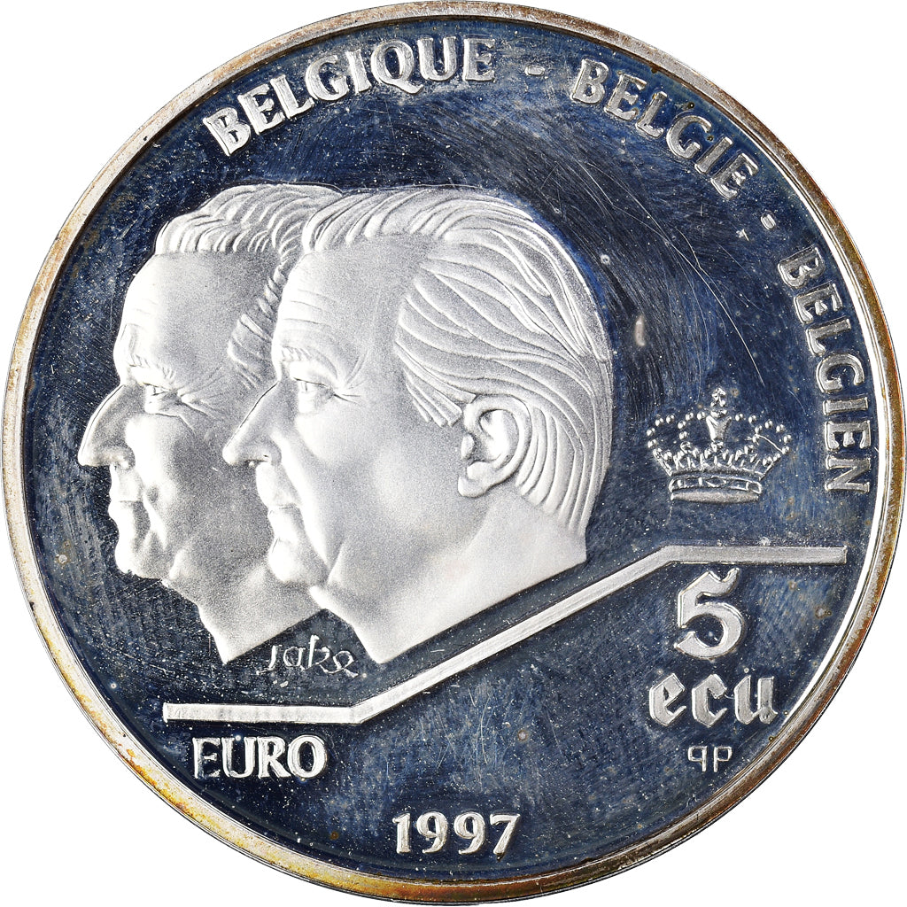 Bélgica, 5 Ecu, 1997, Proof, EBC+, Plata, KM:205